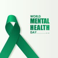 World Mental Health Day, october 10th, simple design with green ribbon vector