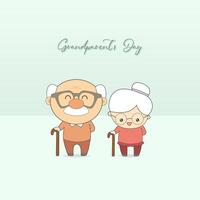 illustration design of a bespectacled grandpa and grandma carrying a cane, Grandparents Day Poster vector