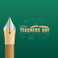 Celebration of World Teachers Day. with a pointed pen design and an open book vector