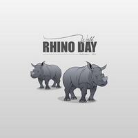 World Rhino Day. with a design of 2 rhinos standing in a row vector