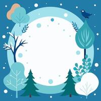 A circle frame winter season on white background, empty space in the center for text or photo. leaf rounded make a circle frame vector