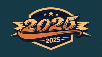 2025 New Year emblem concept, retro 2025 number and badge vector