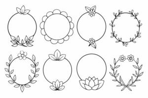 Circle border with sun flower and another flower icon with center space for your photo vector