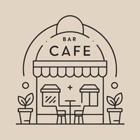 Chair with table for hang out with a pot of mini tree for coffee shop vector