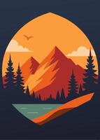 Portrait image frame autumn flat, fall leaf from tree at autumn season vector
