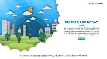 World Habitat Day background with cutting paper style vector