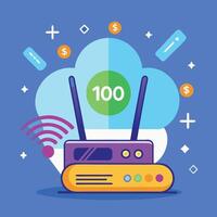Wireless Technology Concept Router with Smartphone vector