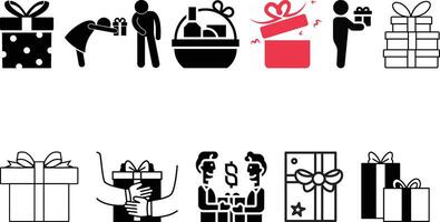 Gifts icon set collection designs vector