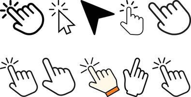 Computer mouse click cursor arrow icons collection vector