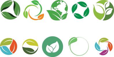 circle leaves ecology icons graphic collection. vector