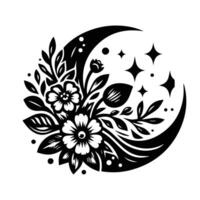Boho moon Minimalist flat and Simple Silhouette illustration vector