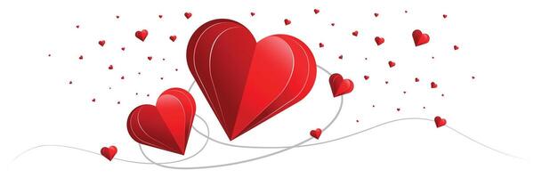 Three-Dimensional Red Hearts and Line vector