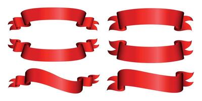 Set of Six Red Realistic Ribbons vector