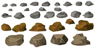 Assorted Stones Rocks Collection Illustration in Earthy Tones vector