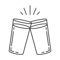 Beer cheers. Two glasses of beer icons.Friendship concept.Two toasting beer mugs, Cheers. Clinking glass symbol.Transparent background. illustration EPS10 vector