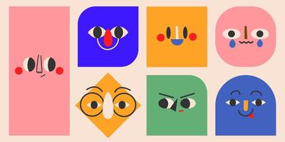 Portraits of diverse people.Cute funny characters. Cartoon, minimal, abstract contemporary style. Avatar, icon templates. Hand drawn isolated illustrations EPS10 vector