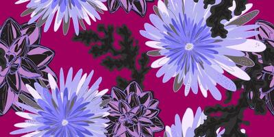 a purple and black floral pattern on a red background vector