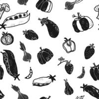 seamless pattern with vegetables and fruits vector