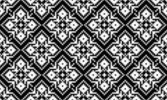 a detailed pattern composed of pixel designs with white square on black background , design for fabric or various pattern printing works. vector