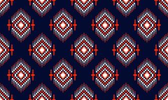 a detailed pattern composed of pixel designs with orange and white square on dark blue background , design for fabric or various pattern printing works. vector