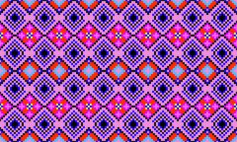 a detailed pattern composed of pixel designs with colorful square on pink background , design for fabric or various pattern printing works. vector