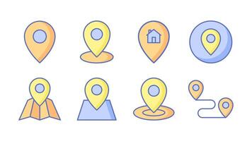 Set of pin location markers. Modern colorful outline map icons. illustration vector