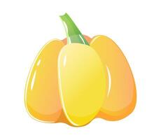 Yellow pepper in flat style with stroke isolated on the white background vector