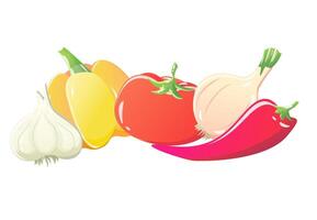 vegetables composition set illustration. simple elements vegan food on white background vector