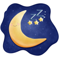 Good night stars moon pillow and clouds in the blue sky. png