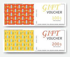 Colorful design gift voucher. Set of simple voucher with abstract easter pattern vector