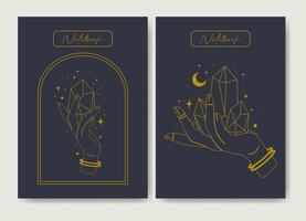 Notebook cover set for students. Diary cover page design esoteric witchcraft illustration vector