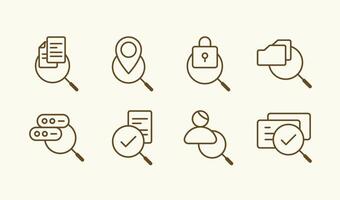 Simple business and office service search line icon and illustration set design vector