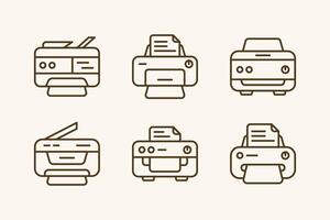 Modern printer and photocopy machine illustration line icon set design vector