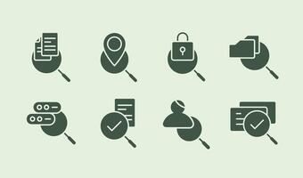 Service and document search and management presentation solid icon illustration set design vector
