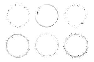 Star circle frame set. Wreath round vector