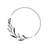 Floral circle frame, elegant wreath round border vector