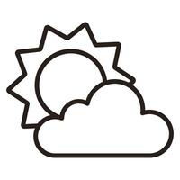 sun and cloud icon. Black outline. illustration isolated on white background vector