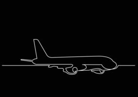 one line drawing of isolated object - passenger airplane vector