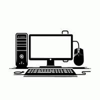 Computer and mouse icon on white background vector