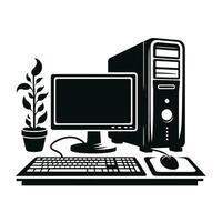 Computer and monitor icon illustration vector