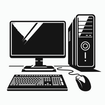 Computer desktop with mouse and keyboard vector