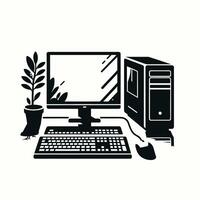 Computer and keyboard icon on white background vector