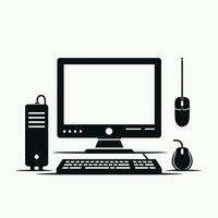 Computer monitor, keyboard, mouse and mouse on a white background vector