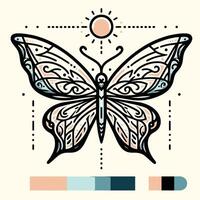 A butterfly with a sun on it vector