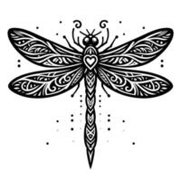 Dragonfly tattoo design with tribal pattern vector