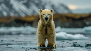 Polar Bear Standing on Ice in the Arctic - Realistic Image photo