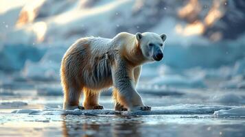 Polar Bear Walking on Ice Floe - Realistic Image photo