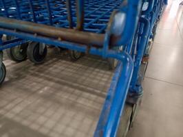 photo of a row of cart trolleys in a supermarket