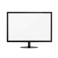 A blank display monitor stands alone against a transparent background, ideal for showcasing content or presentations, display monitor with blank isolated transparent background displayon transparent png