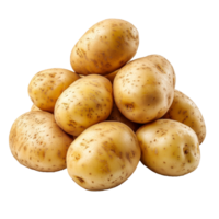 A collection of fresh, whole potatoes sits together on a bright transparent background, perfect for culinary preparations, group of potatoes isolated transparent background png
